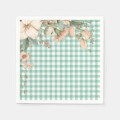 Groene Gingham Wildflower servetten (Voorkant)