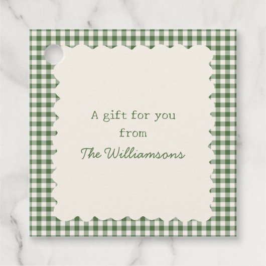 Groene Gingham Wizige Schulpadeau Cadeau Van Bedankjes Labels (Voorkant)