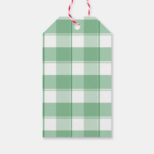 Groene Gingham Wreath Custom Names Cadeaulabel (Achterkant)