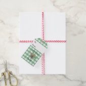 Groene Gingham Wreath Custom Names Cadeaulabel (Met Touw)