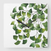 Groene Ginkgo Biloba - Vierkante Klok (Voorkant)