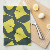 Groene Ginkgo Leaf Patroon – Spring Botanical Theedoek (Quarter Fold)