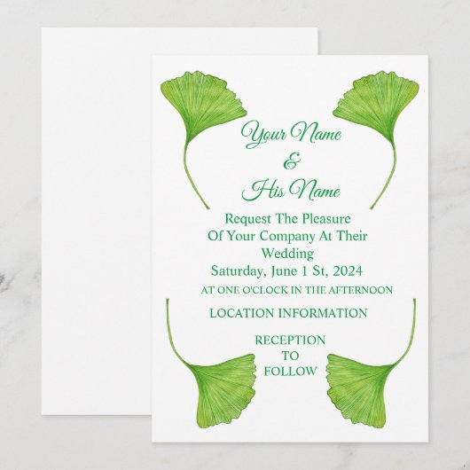 Groene Ginko bladeren Thunder_Cove Kaart (Voorkant / Achterkant)