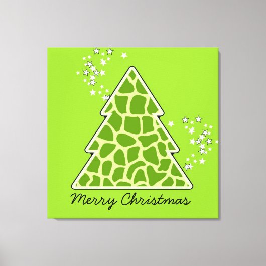 Groene giraf Kerstboom Canvas Afdruk (Voorkant)