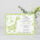 Groene Giraffe Baby shower Uitnodiging (Staand voorkant)