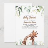 Groene Giraffe Baby Shower Uitnodiging (Voorkant / Achterkant)