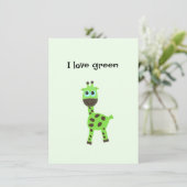 Groene giraffe feestdagenkaart (Staand voorkant)