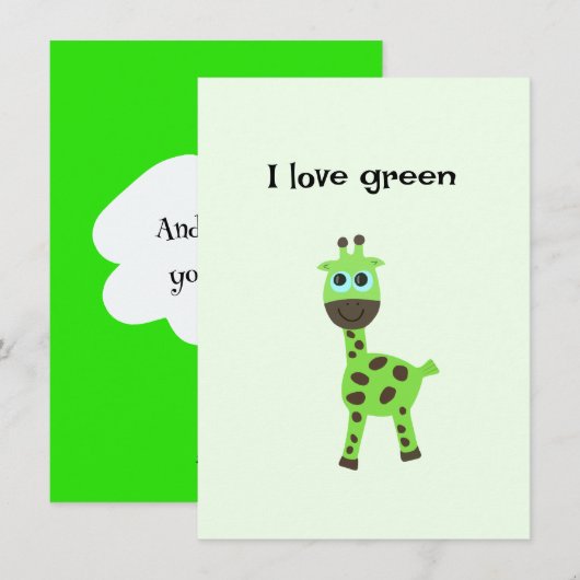 Groene giraffe feestdagenkaart (Voorkant / Achterkant)