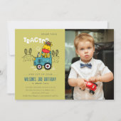 Groene Giraffe in Boerderij Tractor Boys Foto Verj Kaart (Voorkant)