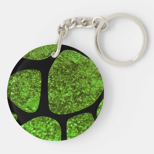 Groene Giraffe, Paarse Giraffe, Glitter, Monogram Sleutelhanger (Achterkant)