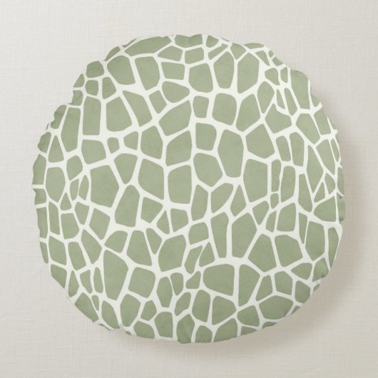 Groene Giraffe Print Rond Kussen (Voorkant)