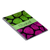 Groene Giraffe, roze Giraffe, glitter, Jouw naam Notitieboek (Rechterzijde)
