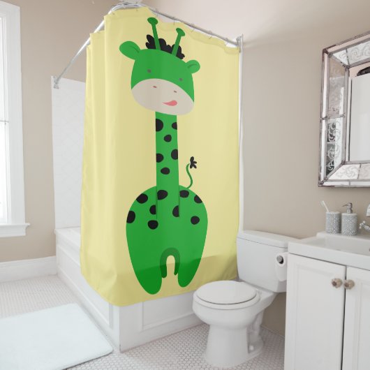 Groene Giraffe Shower Curtain Douchegordijn (In situ)