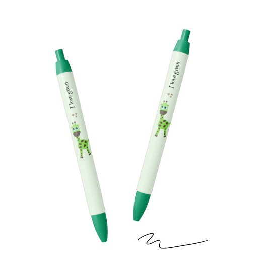 Groene giraffe zwarte inkt pen