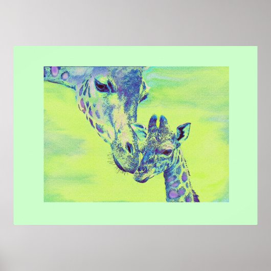 groene giraffen poster (Voorkant)