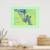 groene giraffen poster (Keuken)