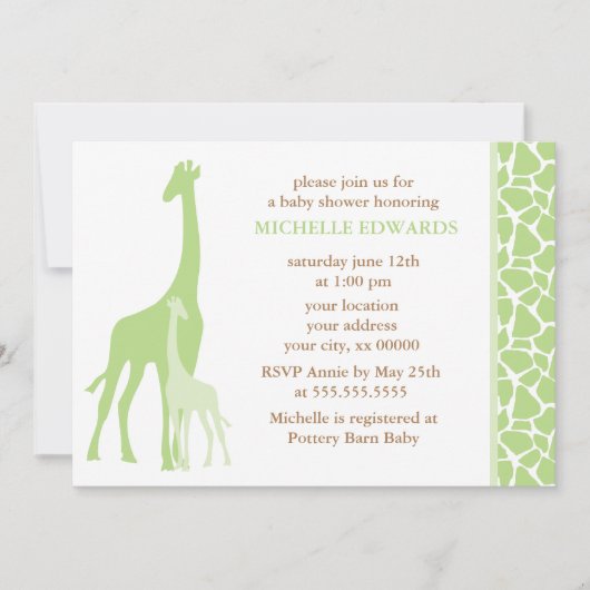 Groene Giraffes Neutraal Baby shower Kaart (Voorkant)