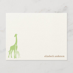 Groene Giraffes Platte dank Bedankkaart