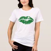 Groene Girly Glitter Shamrock Lips | St. Patrick's Tri-Blend Shirt (Voorkant)
