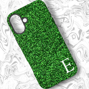 Groene Girly Printed Glitter Stijlvol en Schattige iPhone 16 Plus Hoesje