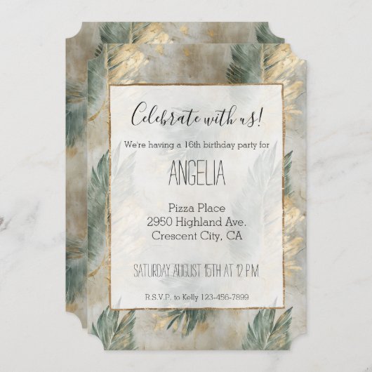 Groene Glam Chique Goud Tropische bladeren Kaart (Voorkant / Achterkant)