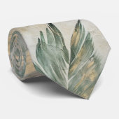 Groene Glam Chique Goud Tropische bladeren Stropdas (Opgerold)