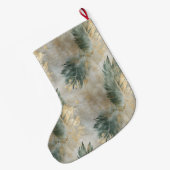 Groene Glam Chique Goud Wit Tropisch Bladeren Grote Kerstsok (Achterkant (Hangend))