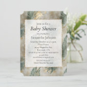 Groene Glam Chique Goud Wit Tropisch Bladeren Kaart (Staand voorkant)