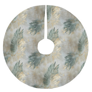 Groene Glam Chique Goud Wit Tropisch Bladeren Kerstboom Rok