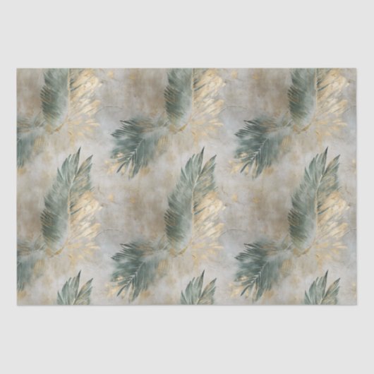 Groene Glam Chique Goud Wit Tropisch Bladeren Tissuepapier (Voorkant)