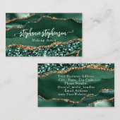 Groene Glam Glitter Agate Mode Stylist Modern Visitekaartje (Voorkant / Achterkant)