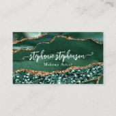 Groene Glam Glitter Agate Mode Stylist Modern Visitekaartje (Voorkant)