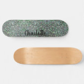 Groene glam sprankelende glitter pailletten persoonlijk skateboard (Horizontaal)