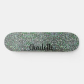 Groene glam sprankelende glitter pailletten persoonlijk skateboard (Horizontaal)