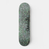 Groene glam sprankelende glitter pailletten persoonlijk skateboard (Voorkant)