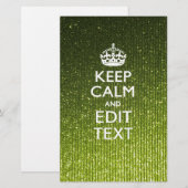 Groene Glamour Blijf Kalmeer Je Tekst Briefpapier (Voorkant / Achterkant)