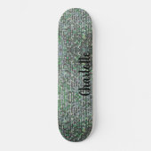 Groene glamour glinsterende glitters sequins persoonlijk skateboard (Voorkant)