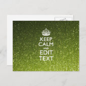 Groene glamour Keep Calm Jouw tekst Briefkaart (Voorkant / Achterkant)