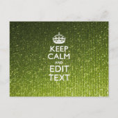 Groene glamour Keep Calm Jouw tekst Briefkaart (Voorkant)