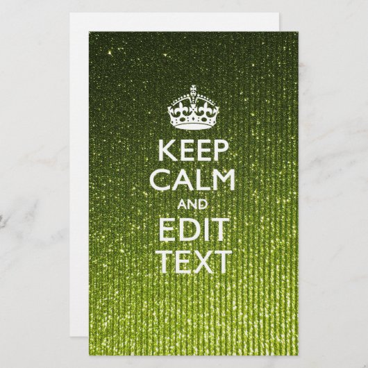 Groene glamour Keep Calm Jouw tekst Briefpapier (Voorkant / Achterkant)