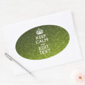 Groene glamour Keep Calm Jouw tekst Ovale Sticker (Envelop)