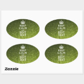Groene glamour Keep Calm Jouw tekst Ovale Sticker (Vel)