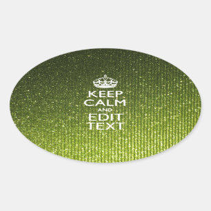 Groene glamour Keep Calm Jouw tekst Ovale Sticker