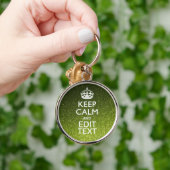 Groene Glamour Keep Calm Uw Tekst Sleutelhanger (Hand)