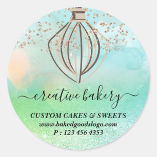 Groene glans Bakkerij Gebak Cake Ronde Sticker
