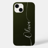 Groene Glans Elegante Calligrafie Script Naam Case-Mate iPhone Case (Achterkant)