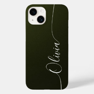 Groene Glans Elegante Calligrafie Script Naam Case-Mate iPhone 14 Hoesje