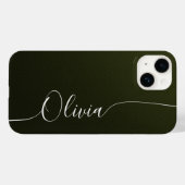 Groene Glans Elegante Calligrafie Script Naam Case-Mate iPhone Case (Achterkant (horizontaal))