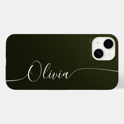 Groene Glans Elegante Calligrafie Script Naam Case-Mate iPhone Case (Achterkant (horizontaal))