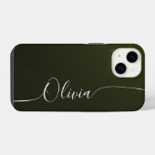 Groene Glans Elegante Calligrafie Script Naam iPhone Hoesje (Achterkant horizontaal)
